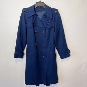 Vintage Forecaster Of Boston Woven Trench Coat Jacket Womens S Blue Belted